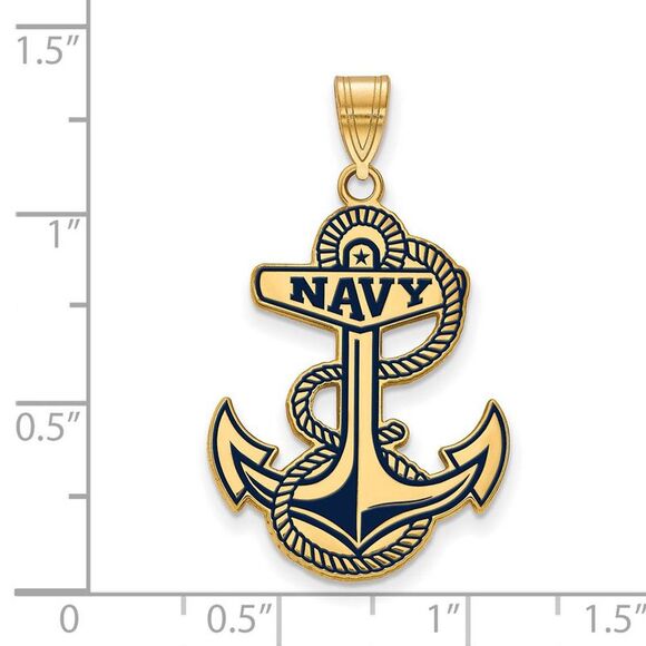 14k Gold Plated Silver U.S. Naval Academy XL Enamel Pendant - Picture 2 of 3